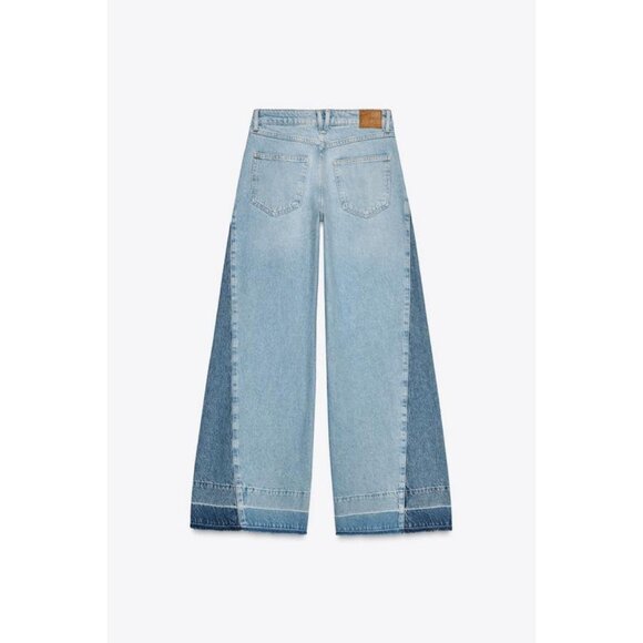 ZARA Z1975 CONTRAST MID-WAIST WIDE-LEG JEANS - Picture 8 of 9
